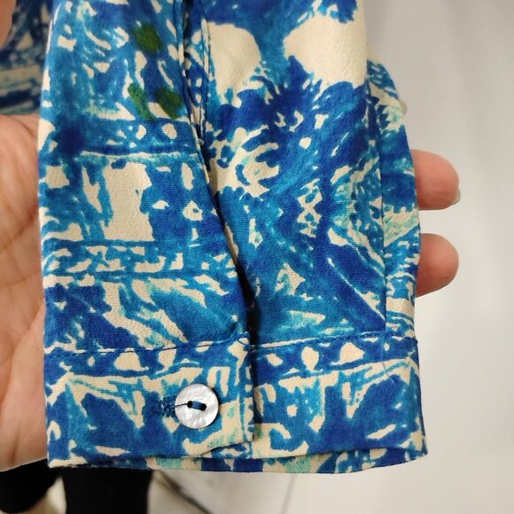 Sigrid Olsen Collection Resortwear Tunic Blue & Ivory Relaxed Style XSmall - Picture 6 of 9